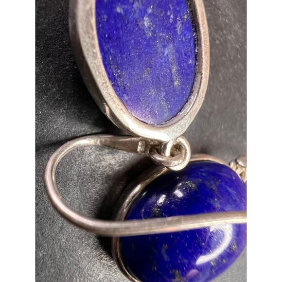 NEW Lapis Lazuli sterling silver earrings 9.07 grams - Picture 5 of 11